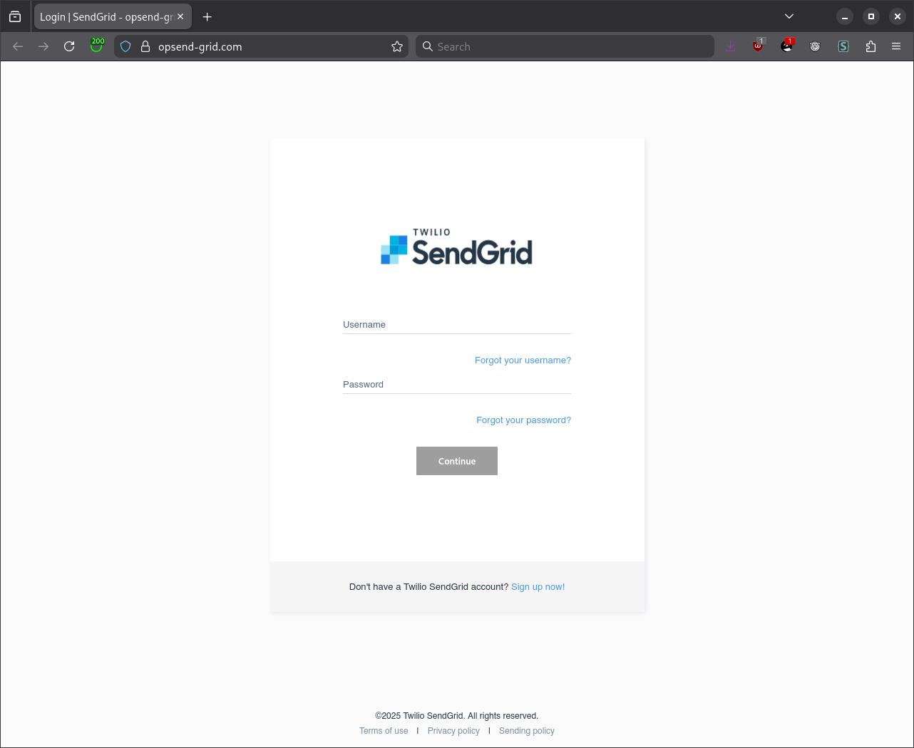 fake Sendgrid login