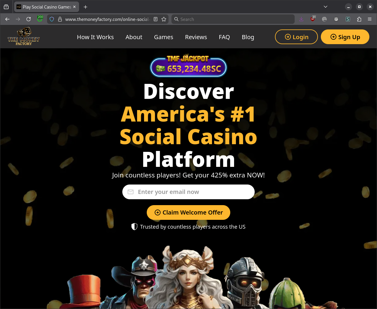 a screenshot of the page at URL that sent the email. it's some online casino crap.